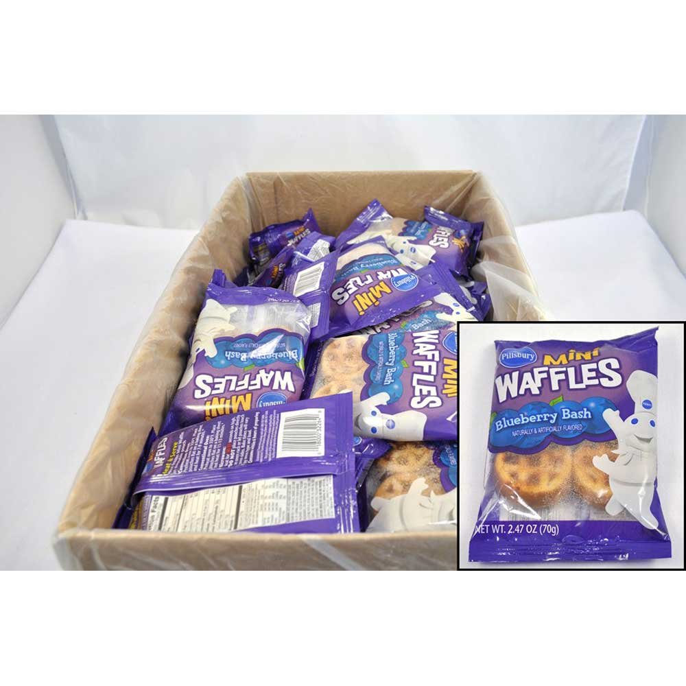 Pillsbury Blueberry Bash Mini Waffles - 2.47oz (72 Count) - Perfect for Breakfast, Snacks & On-the-Go Meals