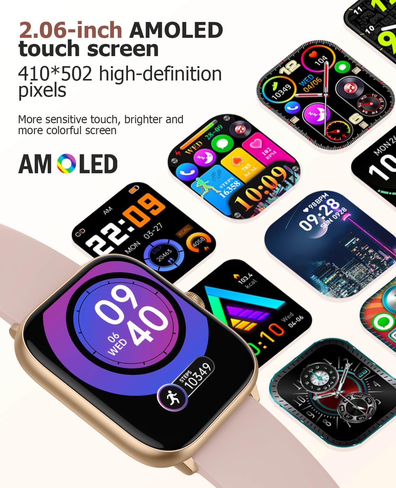 Smart Watches for Women with Bluetooth Calling, 2.06