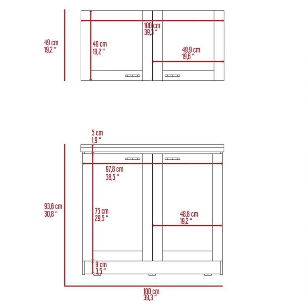 White Perseus Kitchen Cabinet Set - 2-Piece Countertop Storage Organizer for Pantry, Bathroom & Office