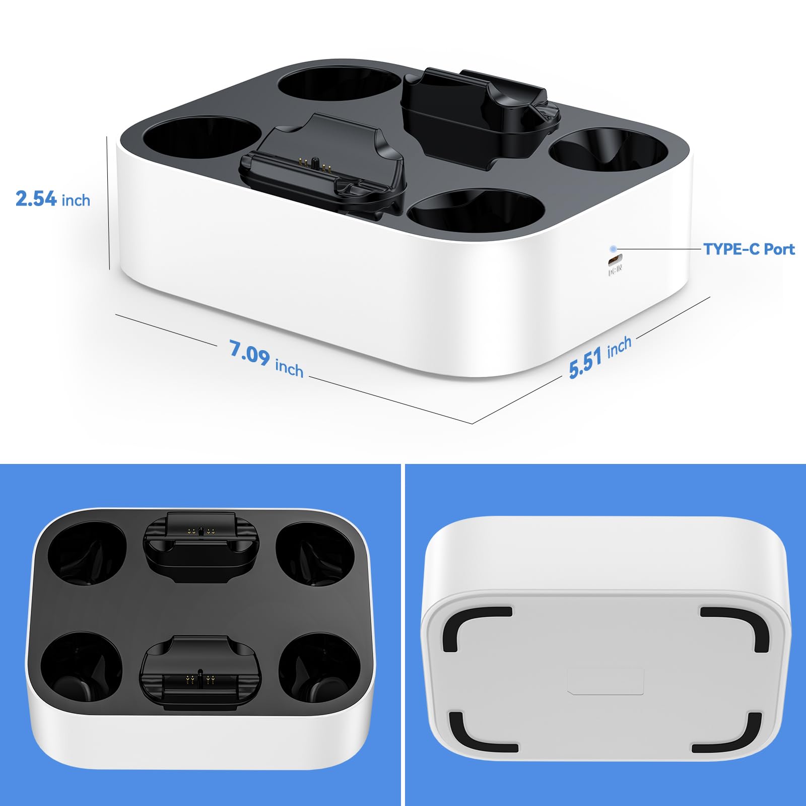 LVFAN PS5 Controller Charger Station - Fast Charging Dock for Playstation 5 & DualSense Edge Controllers (White) | Perfect for Gaming Setup & Multiplayer Sessions