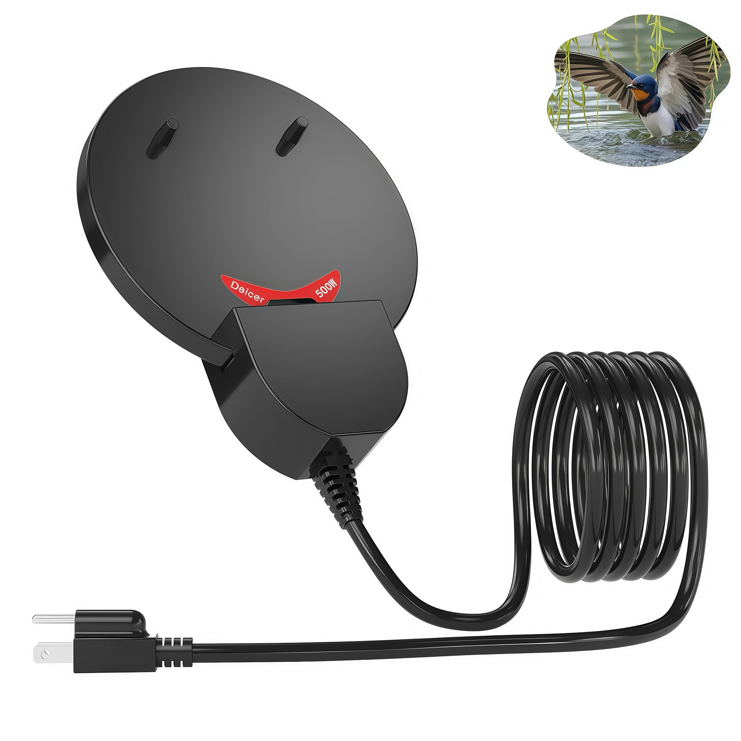 250W Thermostatic Bird Bath Heater - Aluminum Outdoor Pond & Stock Tank Deicer for Winter - Prevents Freezing for Chickens, Livestock & Wildlife Water Sources