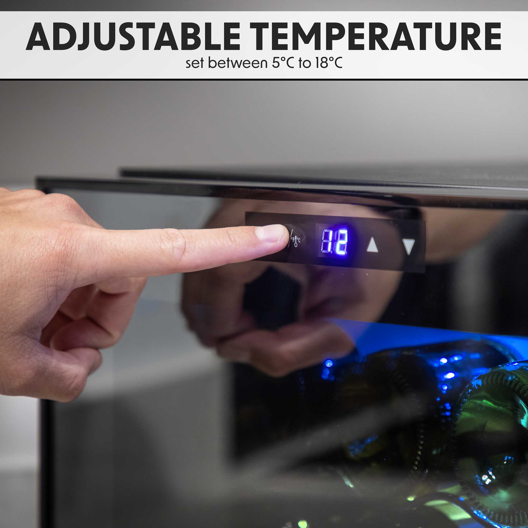 Baridi 8 Bottle Thermoelectric Wine Cooler - Adjustable Temperature 5-18°C, Touch Control, Compact Tabletop Design - Perfect for Home, Office, or Restaurant Wine Storage