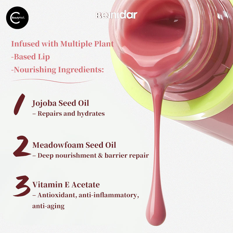 BEINIDAR Dewy Gloss Lip Elixir - Hydrating Plumping Lip Gloss with Vitamin E | Perfect for Daily Wear, Date Night & Makeup Looks