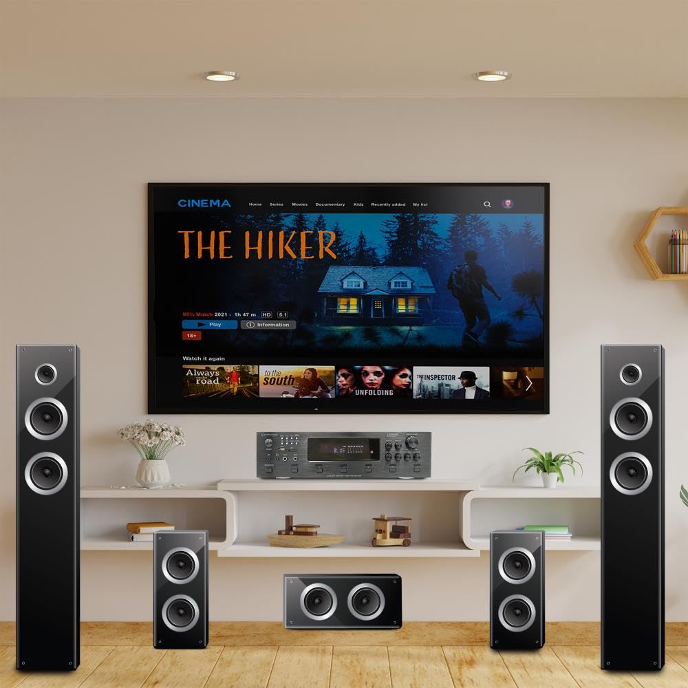 Technical Pro 6000W 6-Zone Bluetooth Hybrid Amplifier - Digital Preamp Tuner with USB/SD Card, 2 Mic Inputs, Bass/Treble Controls, Cooling Fan & LCD Display - Perfect for Home Theater, DJ Setup & Live Performances