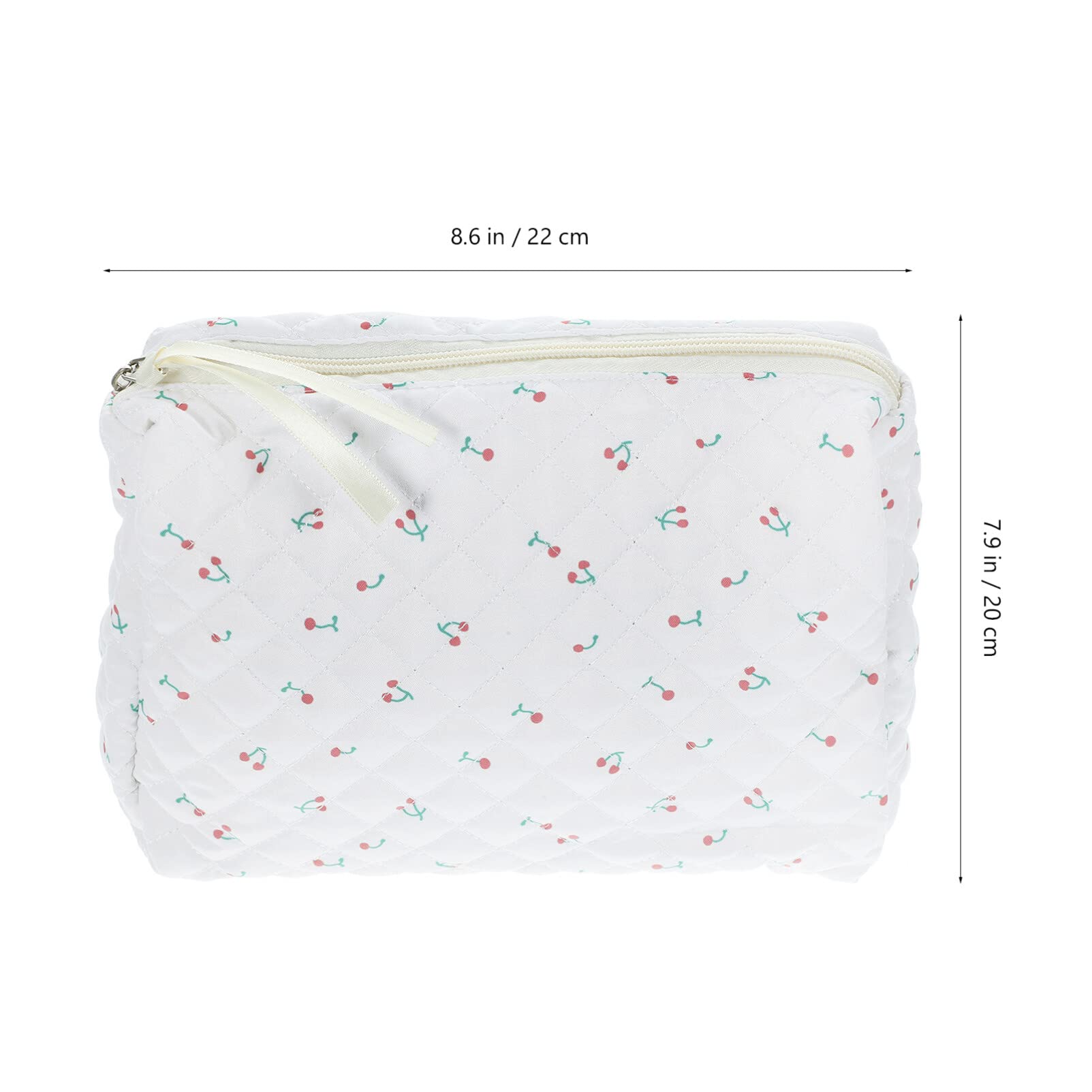 EXCLUZO Floral Printed Zippered Makeup Bag - Portable Cosmetic Organizer for Travel, Small Lipstick & Jewelry Storage - White | Perfect for On-the-Go Beauty Essentials & Accessory Organization