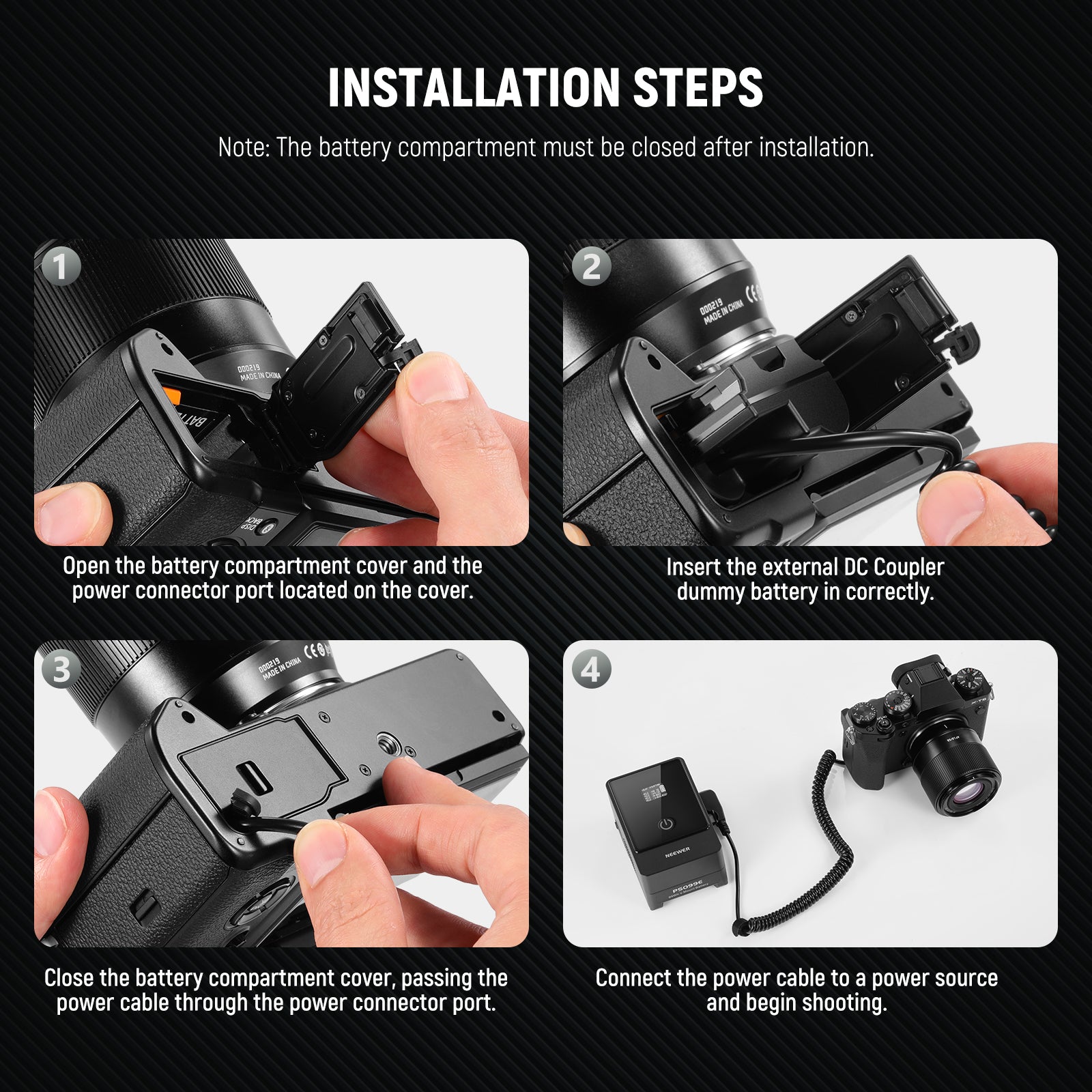 NEEWER VP NPW235 NP-W235 to D-Tap Dummy Battery Adapter for Sony Cameras - Power Your Camera On-The-Go for Vlogging, Live Streaming & Outdoor Shooting