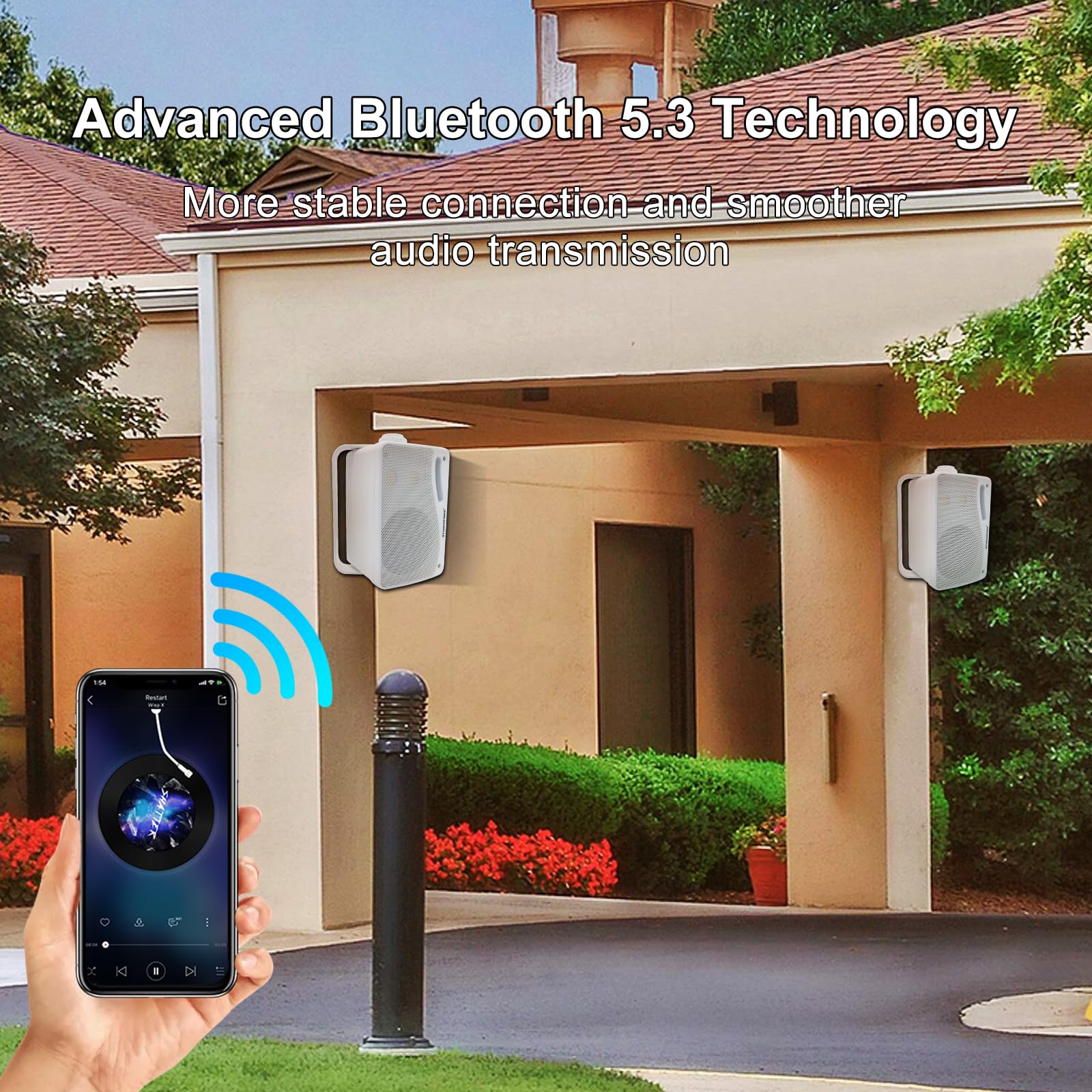 **STUDIOFINIX 3.5 Inch Outdoor Bluetooth Speakers - Waterproof, 200W Wall Mount Speakers for Patio, Deck, Indoor & Outdoor Use (White) - Perfect for Pool Parties, Backyard BBQs, and Home Entertainment**