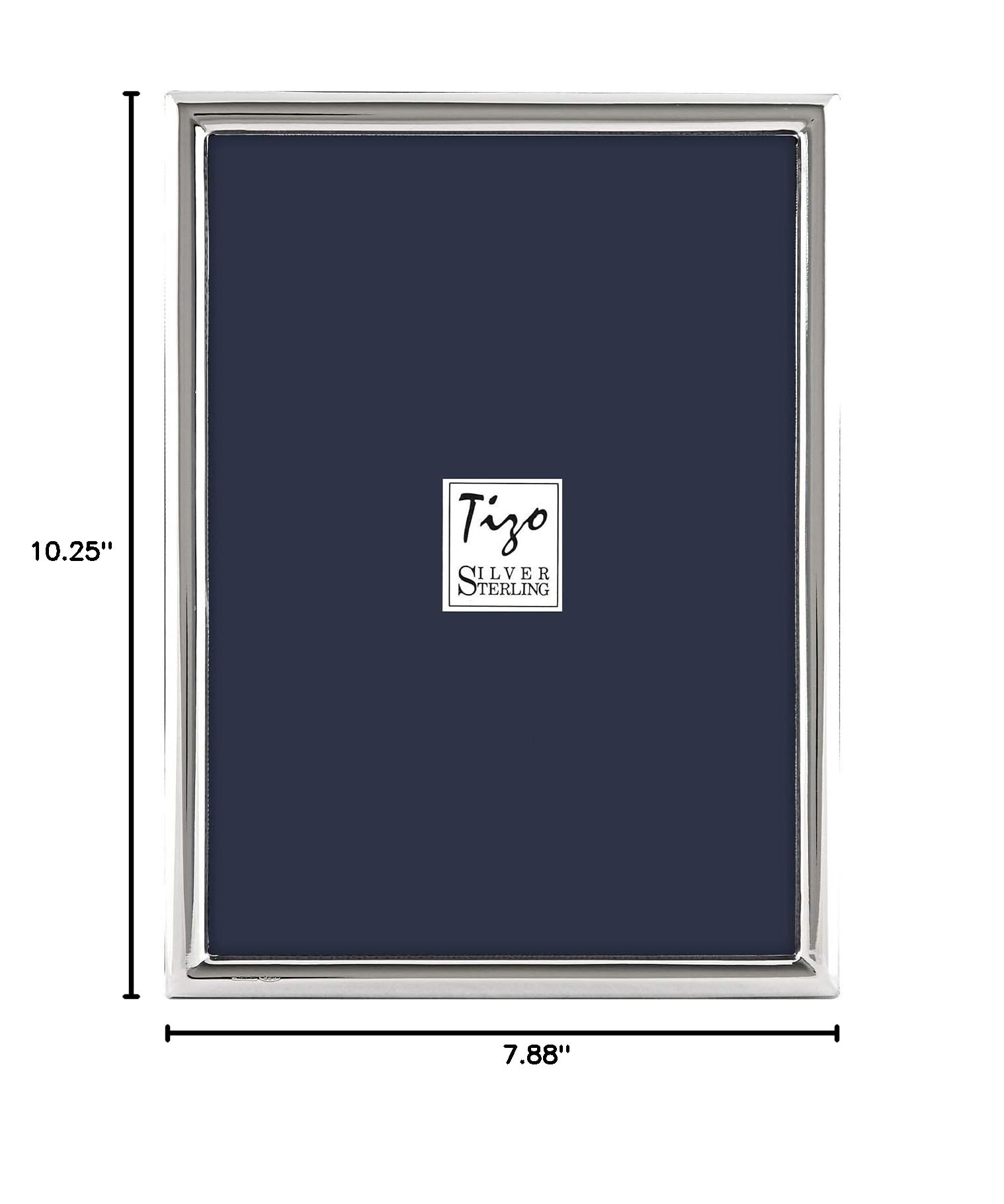 TIZO 8x10 Thin Plain Silver Deco Picture Frame - Premium 925 Sterling Silver Photo Frame for Wall Display, Home Decor, and Gift Giving | TIZO Collection