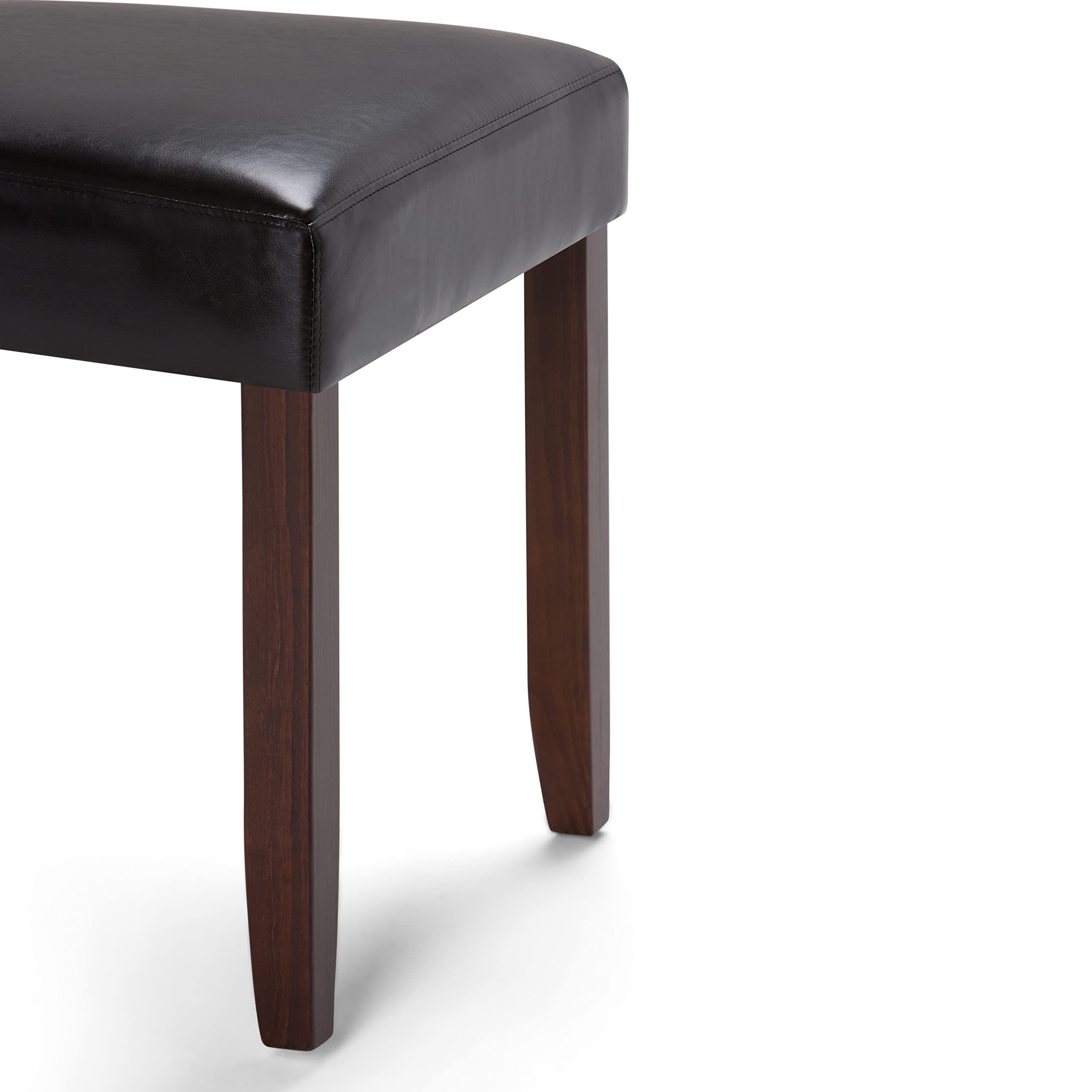 SIMPLIHOME Acadian Parson Dining Chairs (Set of 2) - Midnight Black Faux Leather & Solid Wood Square Upholstered Chairs for Dining Room | Modern Contemporary Style | Perfect for Home, Restaurant, and Office Use
