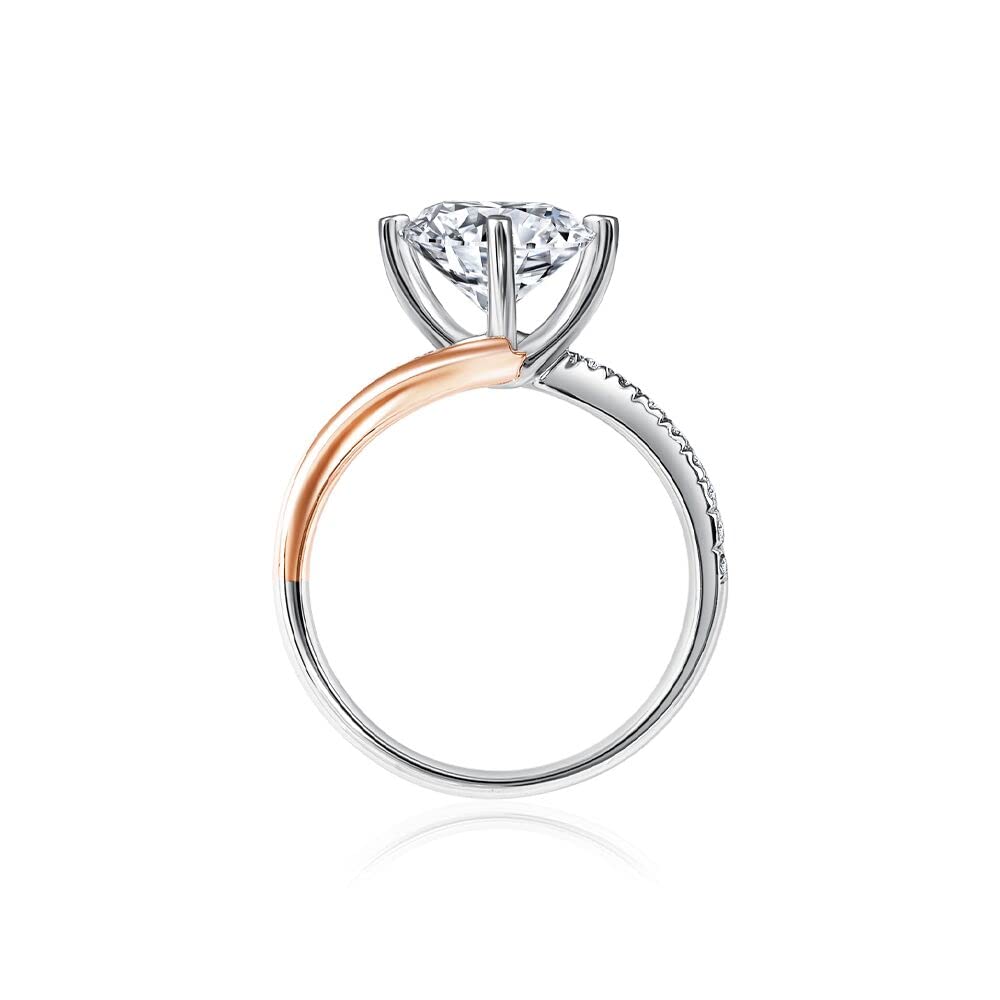 10K Rose Gold Moissanite Engagement Ring for Women - Infinity Side Stones, 4 Prong Setting, Anniversary & Wedding Band with Free Engraving - Perfect for Proposals, Weddings & Special Occasions