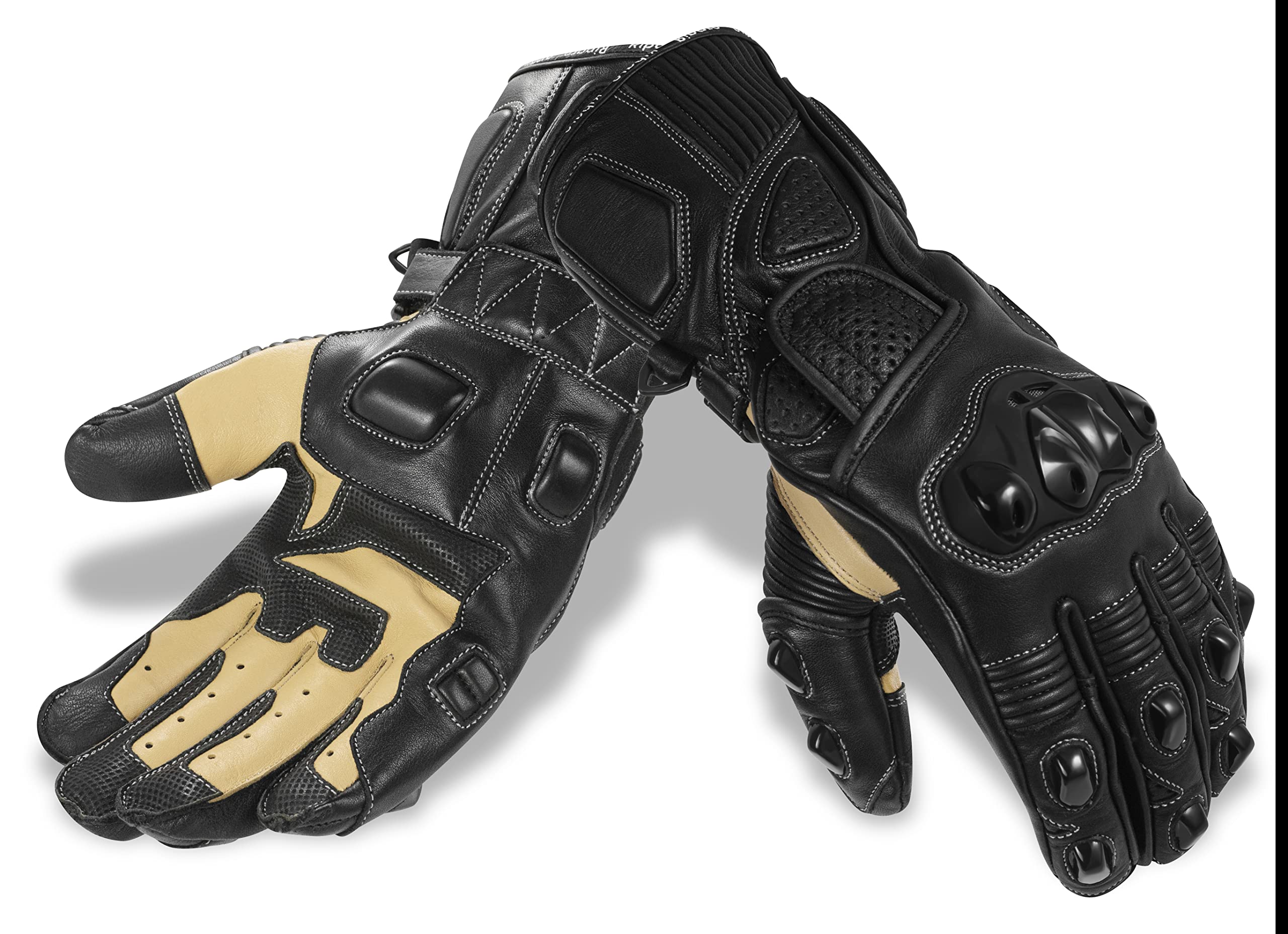 Riparo Genuine Leather Full Gauntlet Motorcycle Gloves - Street Riding & Racing Cruiser Gloves with Knuckle Protection & Touchscreen Compatibility - Perfect for Long Distance Rides, Commuting and Motorcycle Adventures