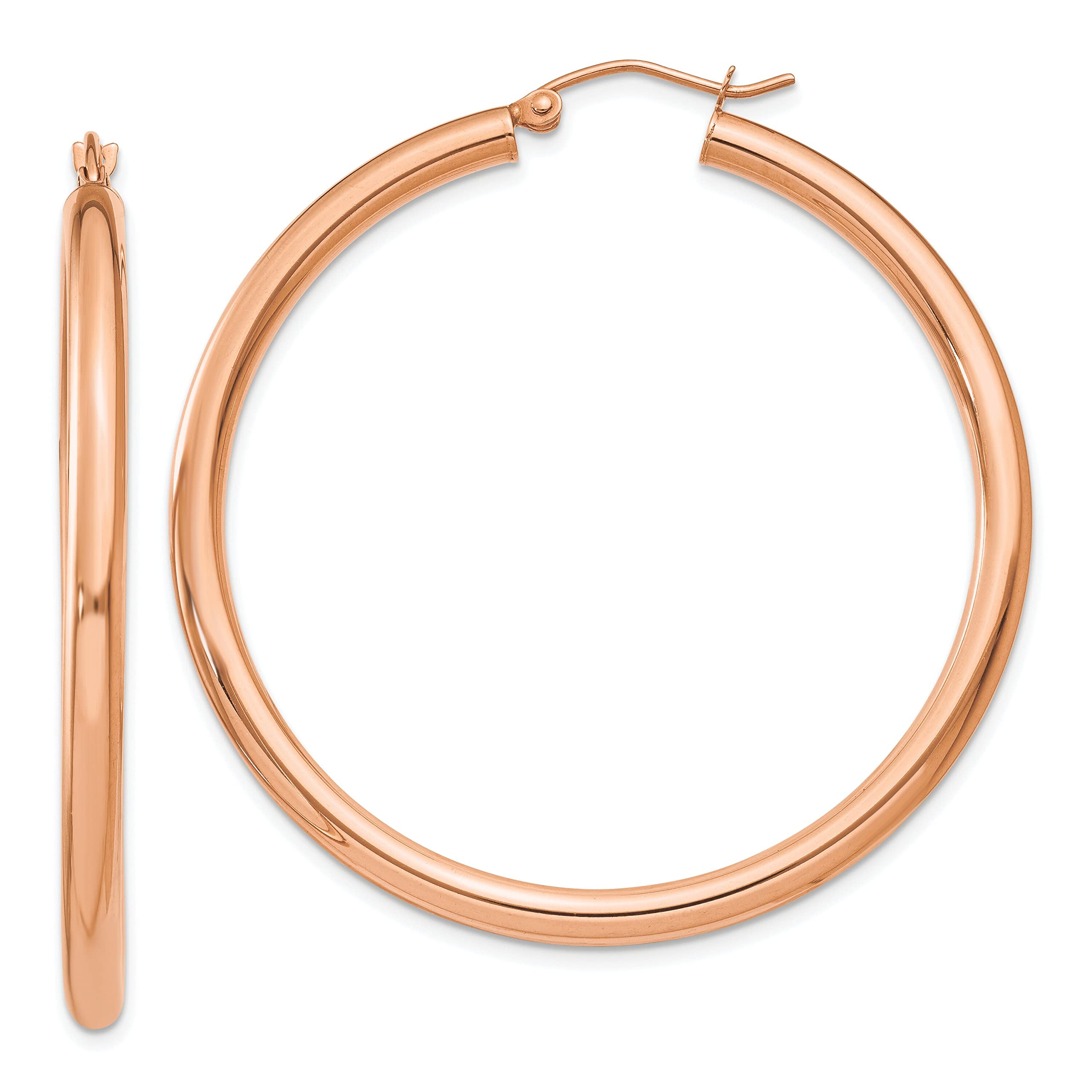 14K Rose Gold Hoop Earrings for Women - Classic Polished Circle Earrings for Everyday Wear, Gift Giving & Special Occasions