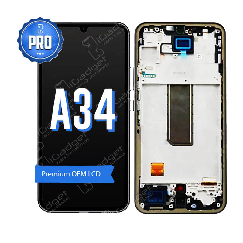 Samsung Galaxy A34 LCD Screen Replacement with Digitizer & Middle Frame - OEM Quality | Perfect for DIY Phone Repair & Screen Fixing at Home