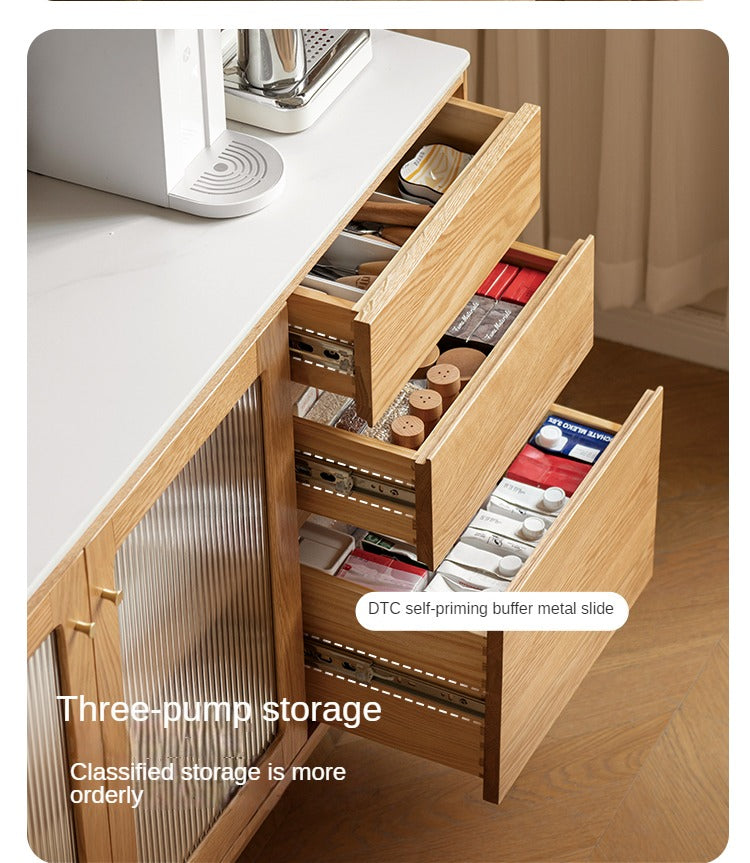 Solid Oak Wood Rock Plate Storage Cabinet - High Capacity Organizer for Kitchen, Living Room, or Office