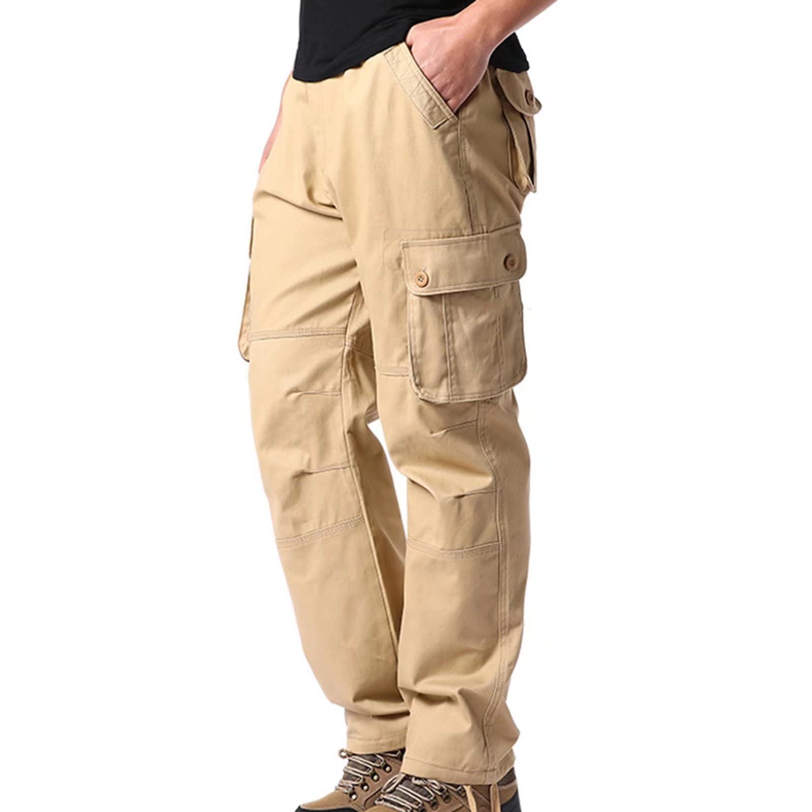 Rivccku Men's Camo Combat Cargo Pants - 6 Pockets for Work & Outdoor