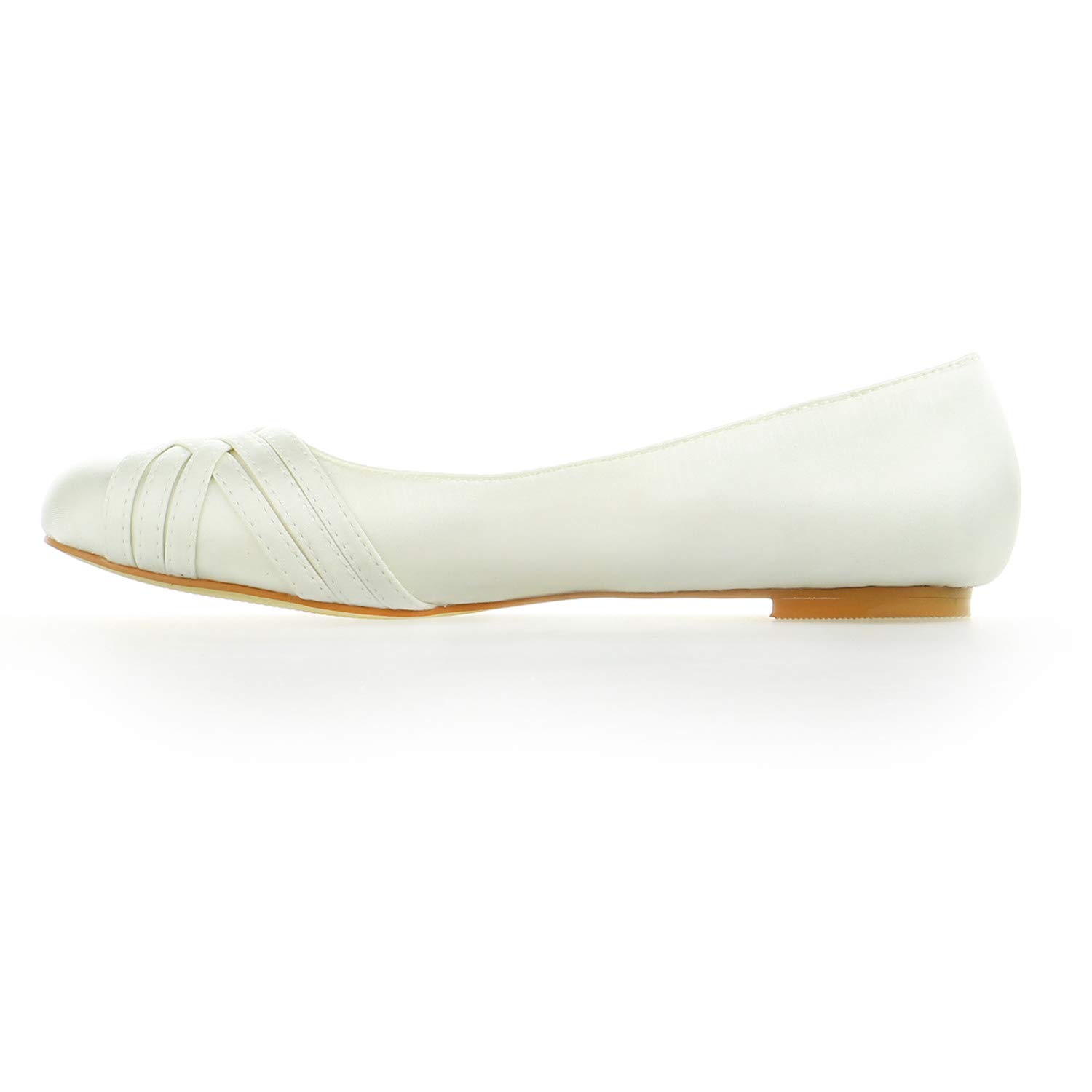 JIAJIA 5374 Women's Bridal Shoes - Elegant Closed Toe Satin Wedding Flats with Ruffles for Bride, Bridesmaids & Formal Occasions | Perfect for Church Ceremonies, Receptions & Special Events