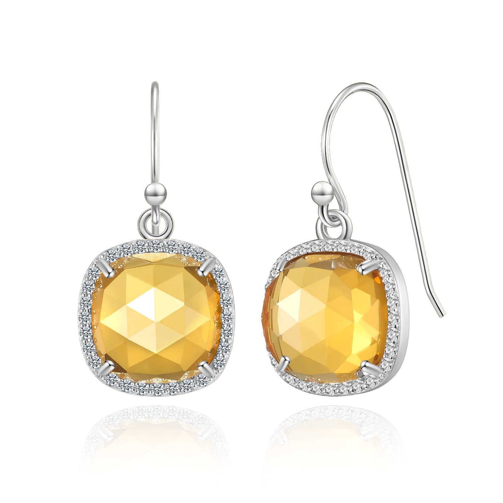 14k Gold/Rhodium Plated Genuine Natural Gemstone Dangle Earrings for Women - 10mm Handcrafted Jewelry with Real Gemstones, Valentine's Day Gifts, Mother's Day Presents, Birthday Jewelry (Perfect for Date Nights, Weddings & Special Occasions)