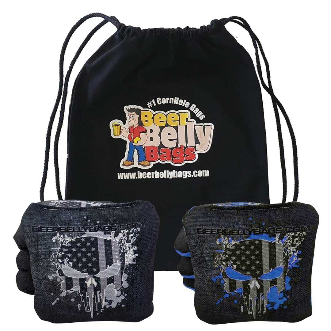Beer Belly Bags Cornhole Game Set - Competitive Series 8 Resin-Filled Bags with Double Sided Sticky & Slick Surface - Basketweave Design for Outdoor Parties, Tailgating, and Backyard Games