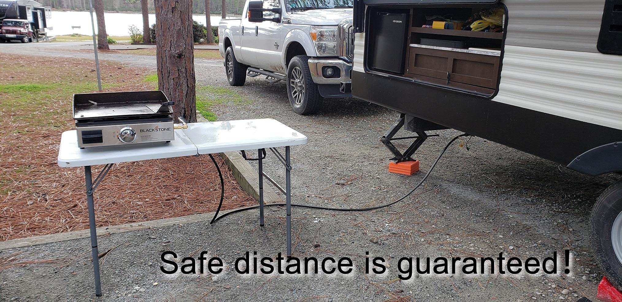 METER STAR 12Ft RV Quick-Connect Propane Gas Hose Extension with Elbow Adapter Fitting Kit - Compatible with 17Inch & 22Inch Blackstone Griddles - Perfect for Outdoor Camping, Tailgating, and Backyard BBQs