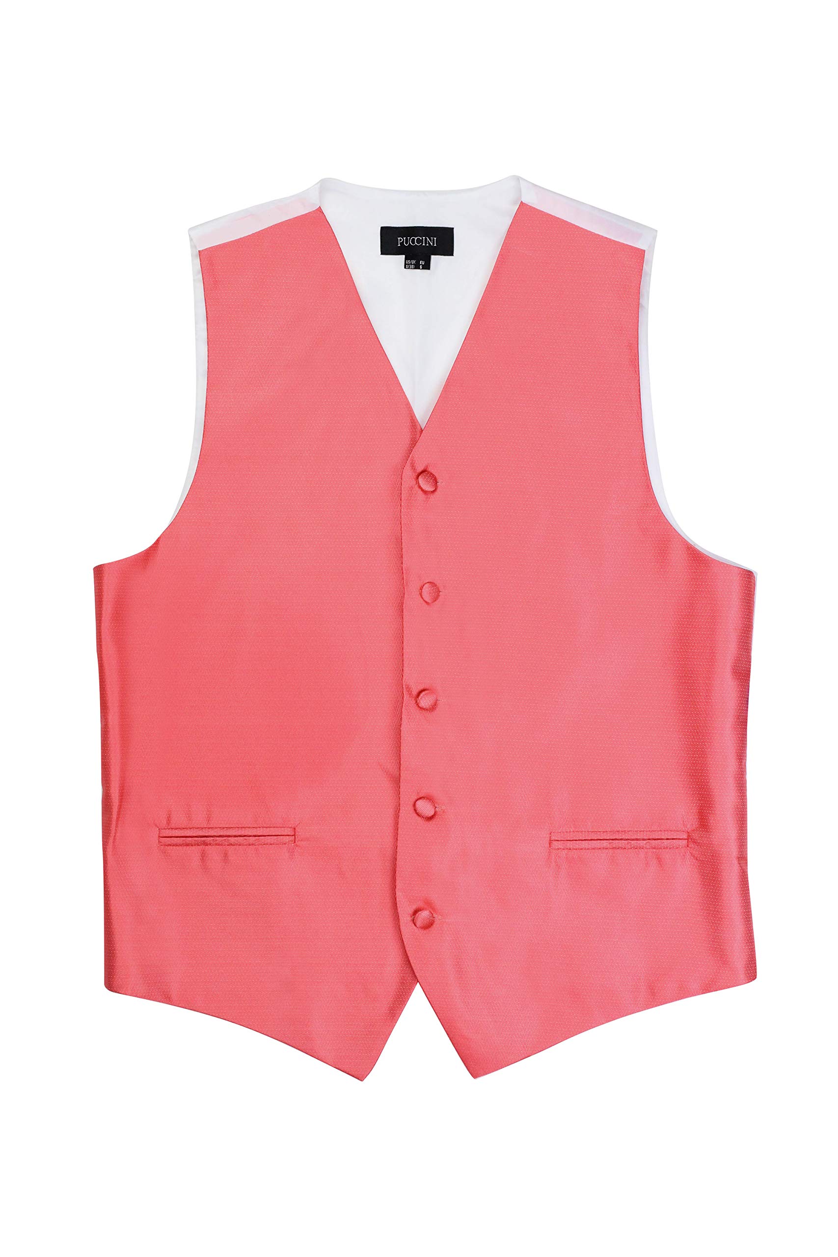 PUCCINI Men's Formal Micro Textured Dress Vest for Suits & Tuxedos - Slim Fit Waistcoat with Adjustable Bow Tie - Perfect for Weddings, Prom & Business Events