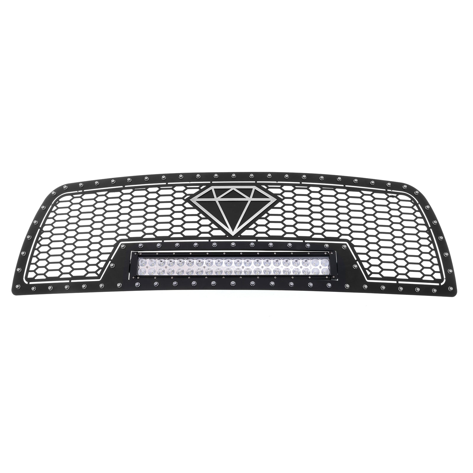 APS Stainless Steel Upper Grille with LED Lights for Dodge Ram 2500 & 3500 (2009-2012) - Upgrade Your Truck's Front End Style & Visibility