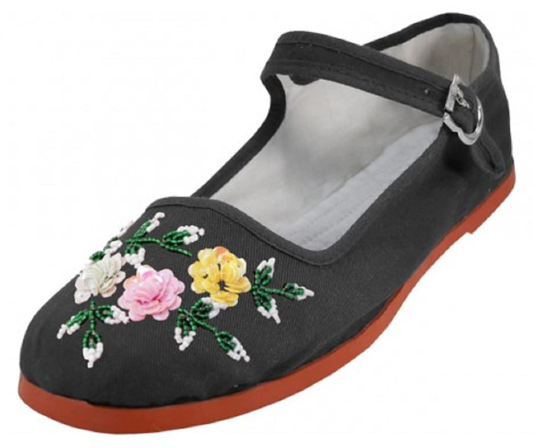 Women's Cotton Mary Jane Ballet Flats - Comfortable China Doll Style Shoes for Casual Wear, Work & Everyday Use