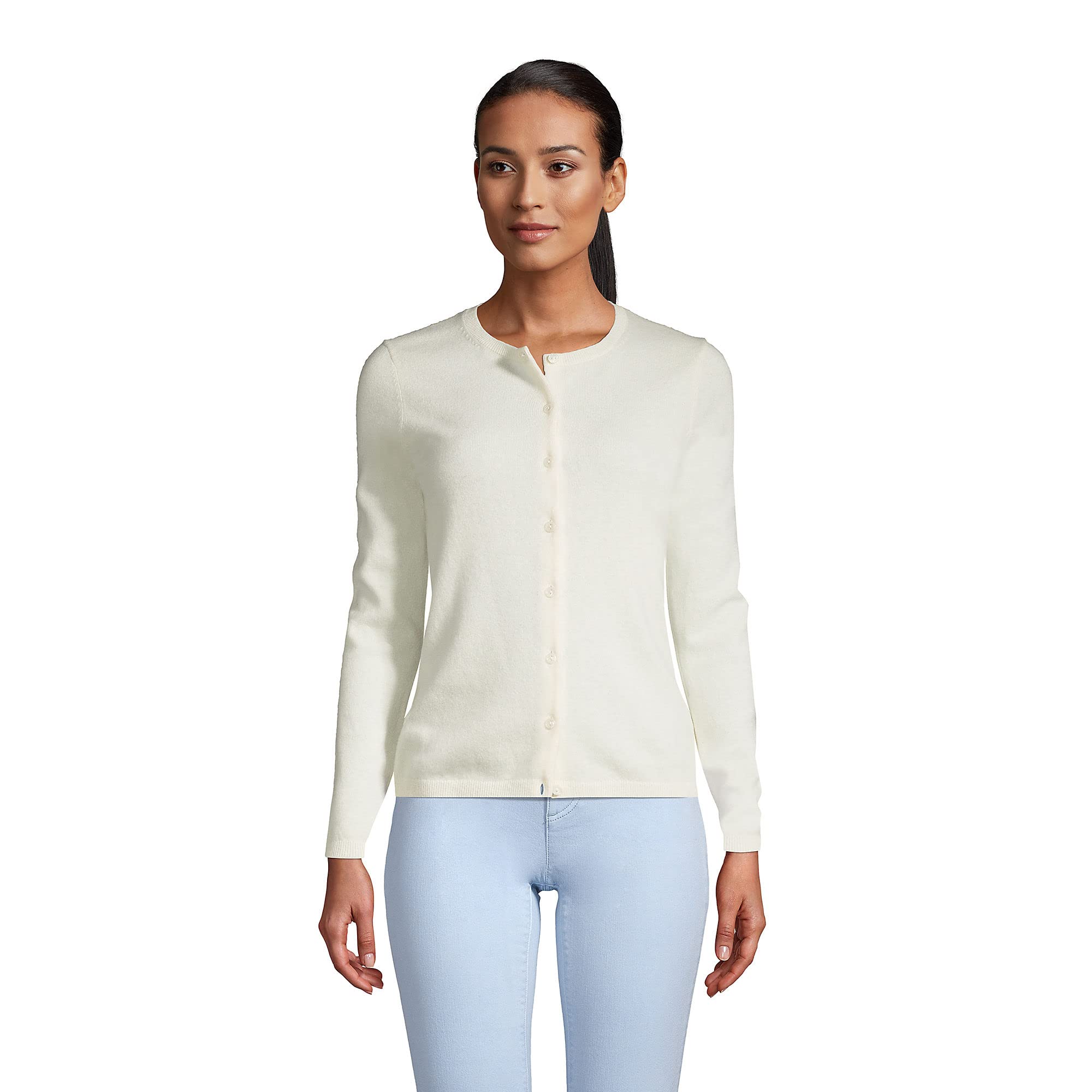 Lands' End Women's Tall Classic Cashmere Cardigan Sweater - Soft & Warm Winter Knitwear for Office, Travel & Casual Outfits