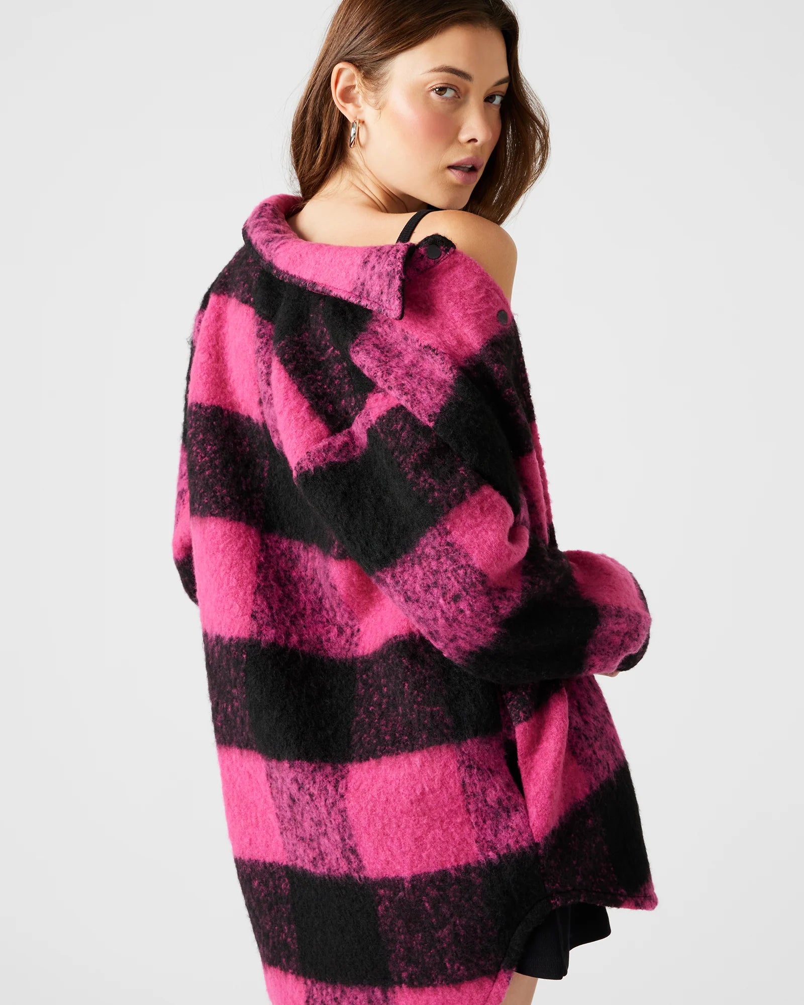 Eldridge Plaid Jacket for Women - Hot Pink Multi Color Tartan Coat - Perfect for Fall Fashion, Outdoor Activities & Casual Wear