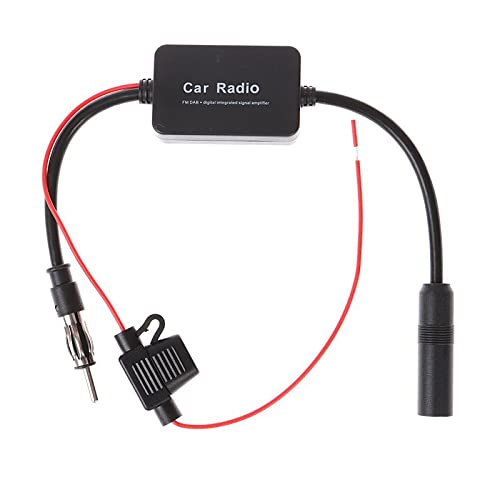 Universal Car Stereo FM Radio Antenna Signal Booster Amplifier - 12V Power Supply with DIN Plug Connector - Enhances Reception for Vehicle, Truck & SUV Audio Systems - Perfect for Road Trips & Remote Areas with Weak Signals