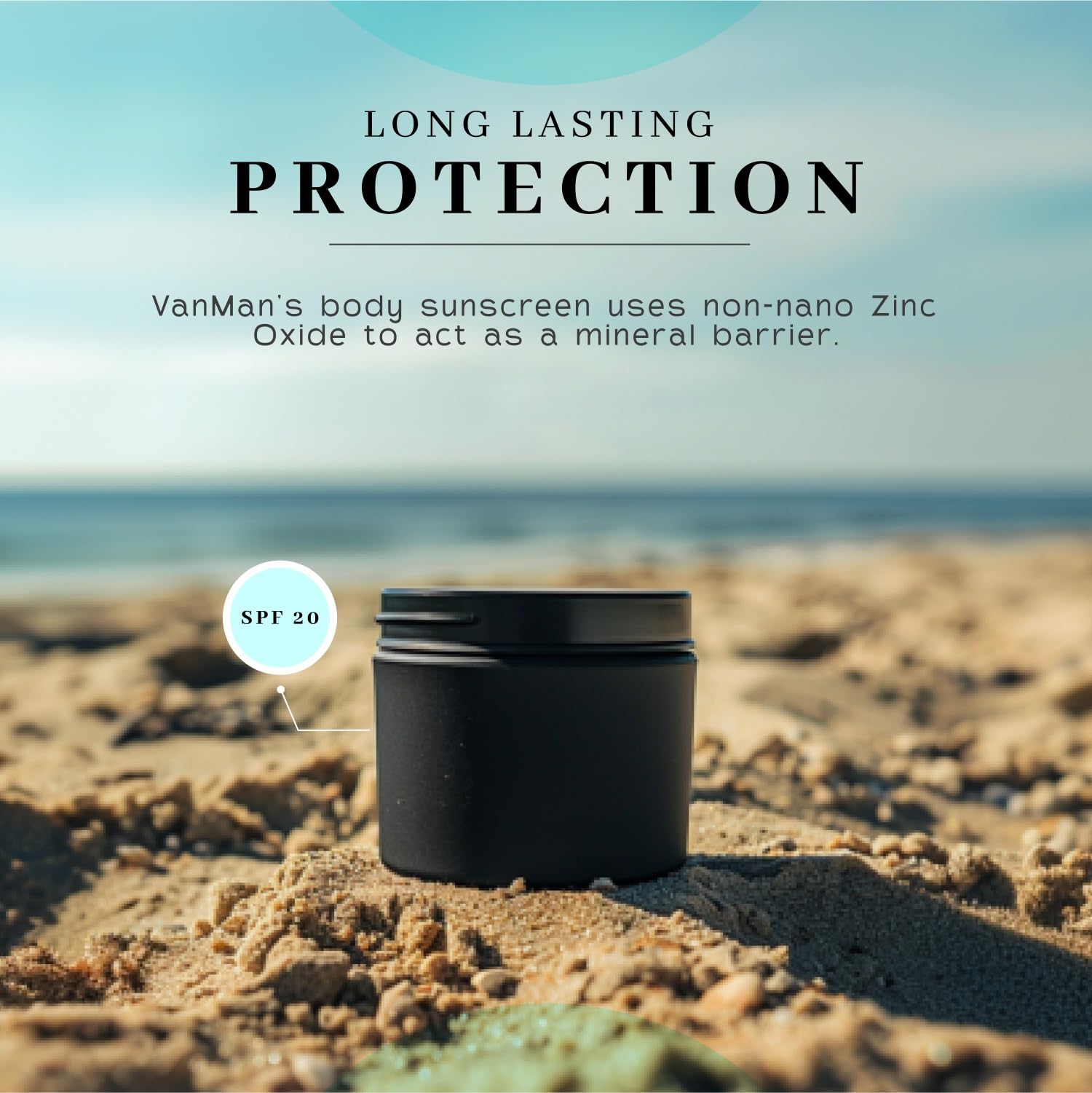 Vanman's Natural Zinc & Tallow Sunscreen SPF 20 (3 Pack) - Water Resistant Mineral Sunscreen with Olive Oil & Beeswax - Non-Nano Zinc Oxide Sun Protection - 2.5 oz - Perfect for Beach, Hiking & Outdoor Activities