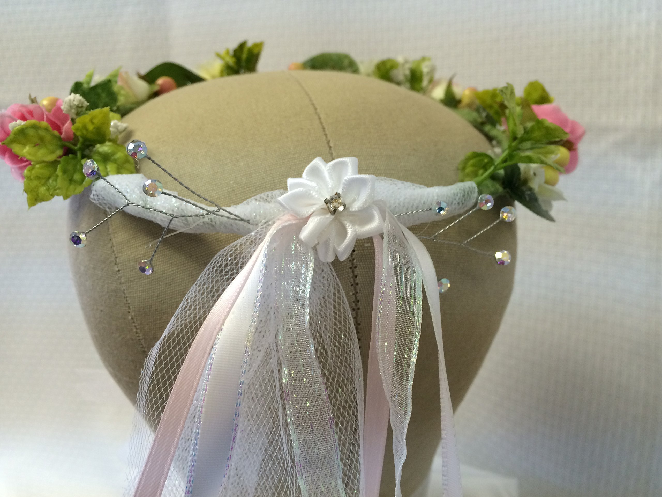 Flower Girl Communion Crown - Elegant Floral Headpiece for First Holy Communion, Baptism & Wedding Ceremonies