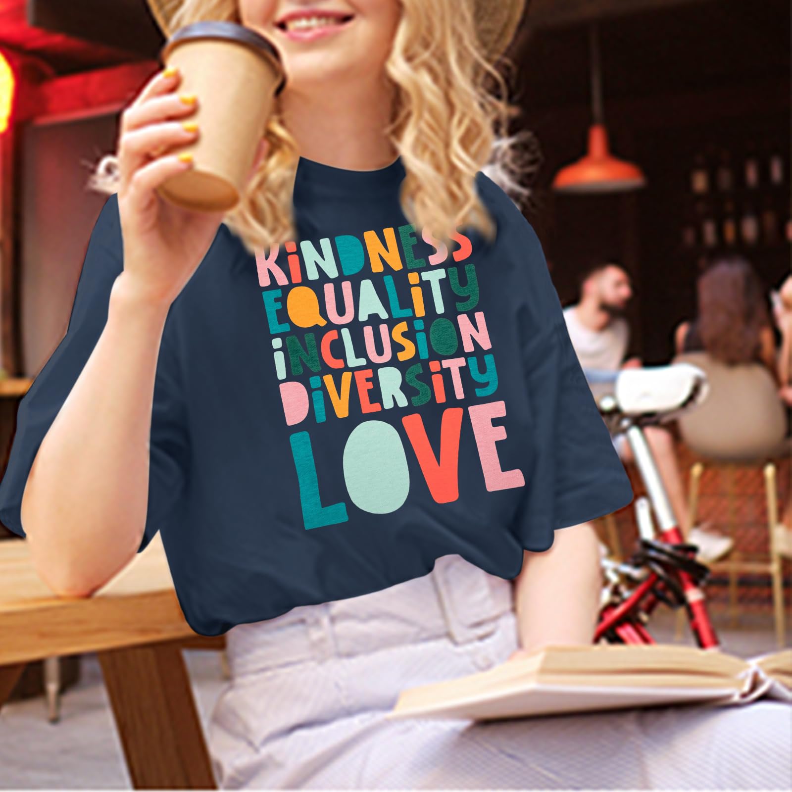 Oversized Kindness Graphic Teacher T-Shirts for Women - Funny Cute Cotton Tees, Loose Fit Aesthetic School Counselor Tops - Perfect for Teacher Appreciation Week, Classroom Wear & Casual Outfits