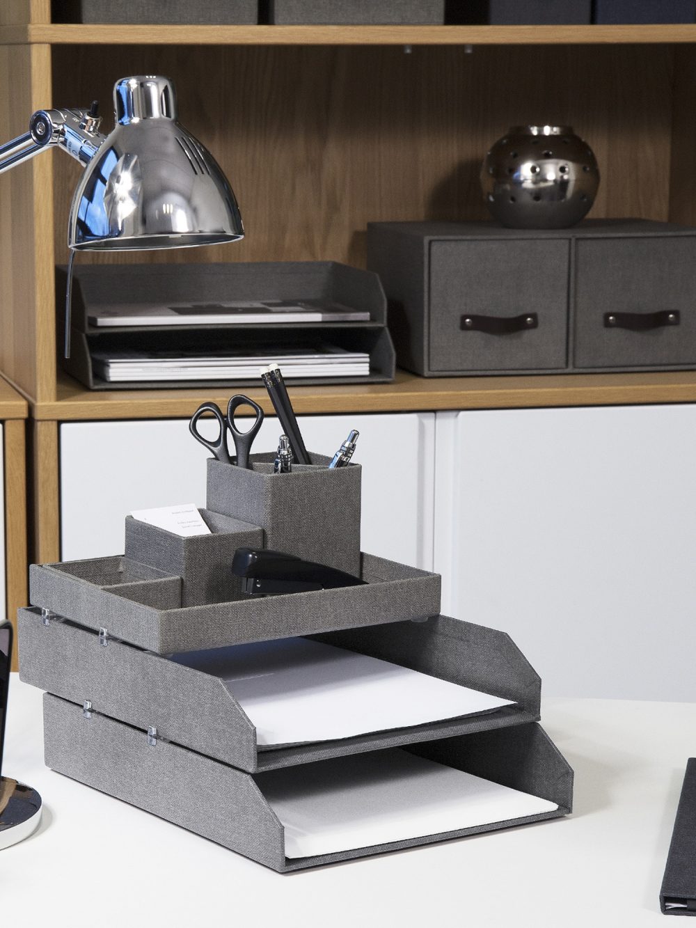Hakan Letter Tray Set of 2 - Dark Grey Desk Organizer for Office, Home & School - Perfect for Mail, Documents & Stationery Storage