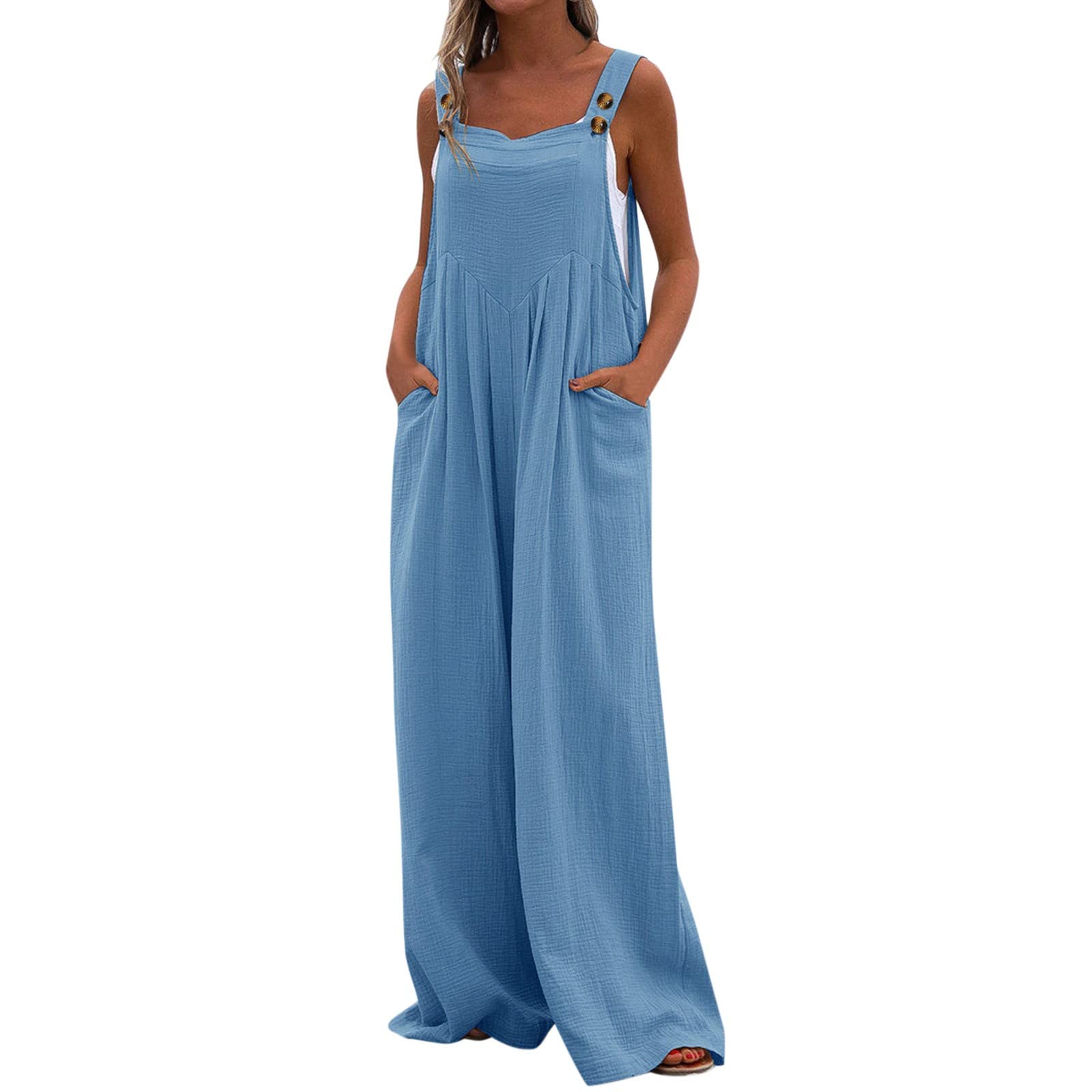 Aniywn Women's Sleeveless Tank Jumpsuit - Casual Solid Color Wide Leg Romper with Square Neck | Summer Outfits, Beach Wear, Party Dresses & Vacation Essentials
