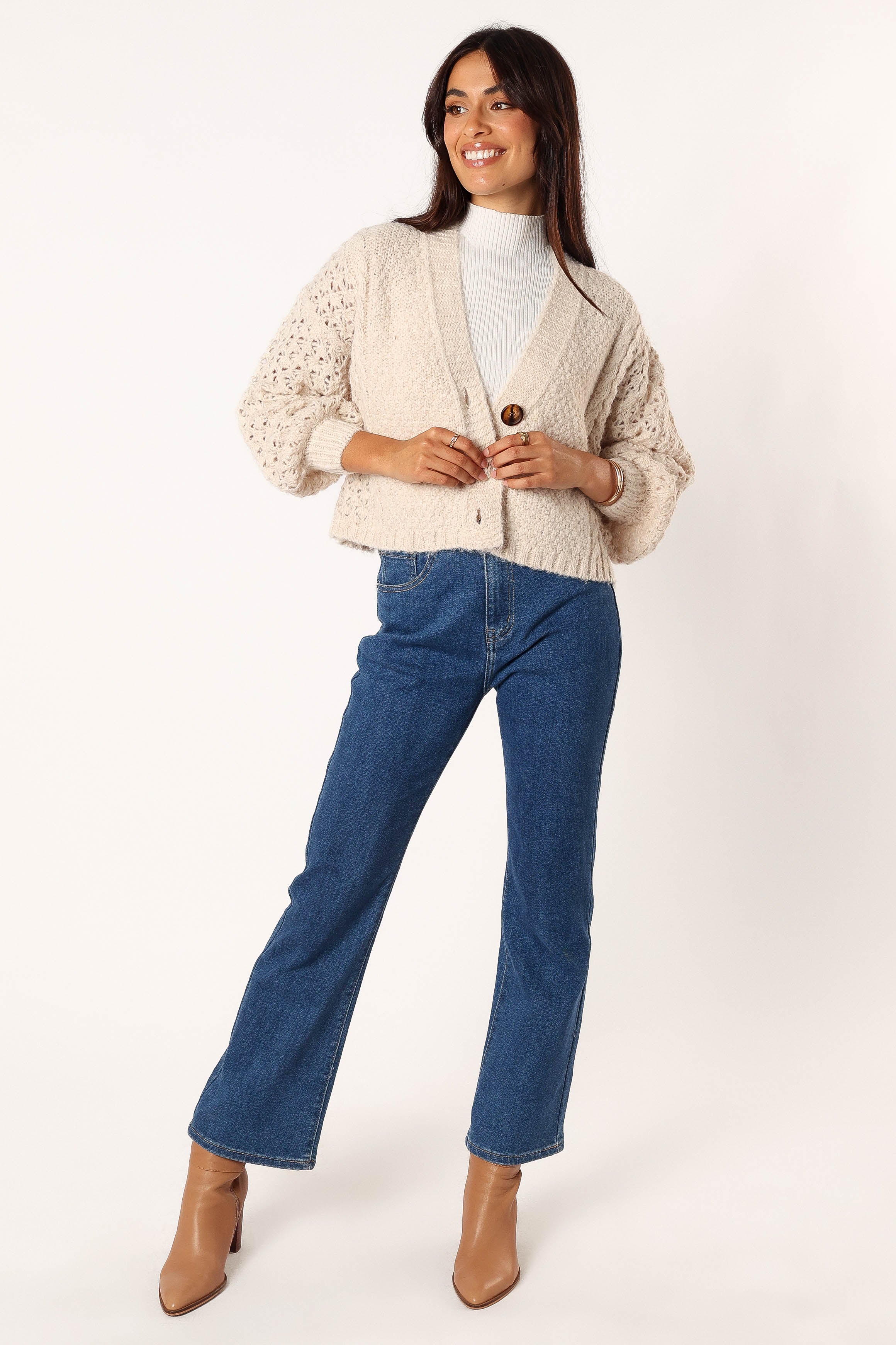 Blakey Cardigan Women's Knit Sweater Cream - Cozy Fall & Winter Fashion for Casual Outfits and Layering