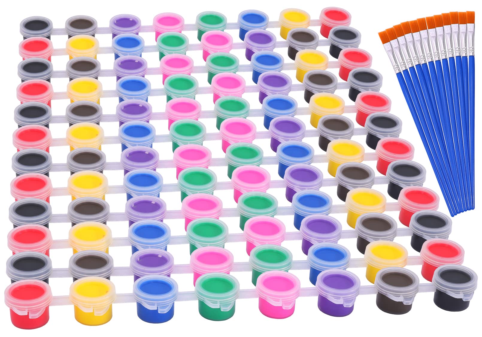 108Pcs Kids Washable Acrylic Paint Set with 8 Colors & 12 Brushes - Non-Toxic Art Supplies for Classroom, DIY Crafts, Birthday Gifts - Perfect for Children's Painting, School Projects & Creative Activities
