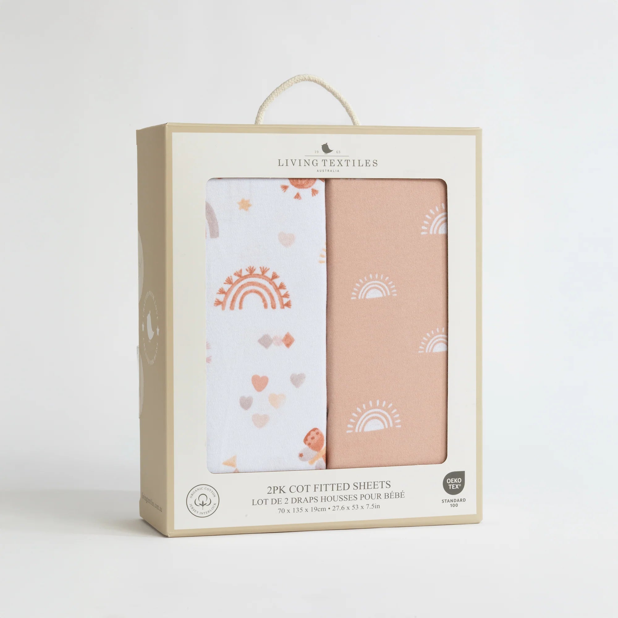 Organic Jersey Cotton Fitted Sheets 2 Pack - Soft Breathable Crib Sheets for Baby - Perfect for Nursery, Daycare & Travel Use