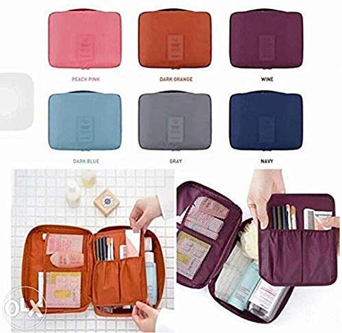 SHOPPING&MART Premium Travel Makeup Bag - Waterproof Cosmetic Organizer Pouch for Women, Large Capacity Toiletry Case with Mirror (Peach) - Perfect for Air Travel, Gym, Vacation & Daily Use