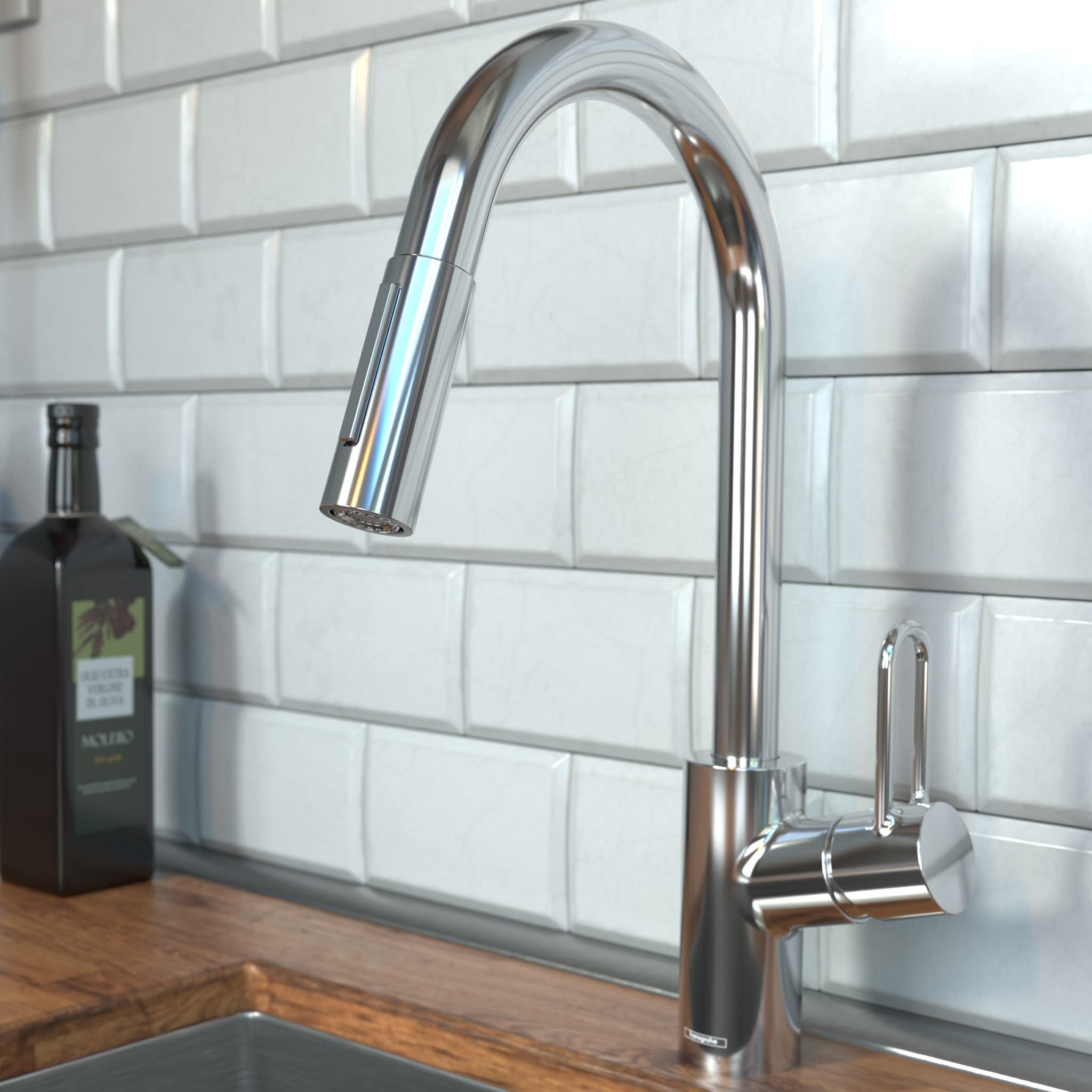 Hansgrohe Talis Loop Chrome High Arc Pull Down Kitchen Faucet with Sprayer - 16.1