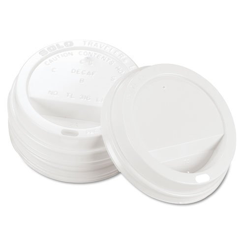 SOLO Cup Company Traveler Drink-Thru Lids - 1000 Pack (10 x 100) White Disposable Cup Lids for Coffee, Soda & Cold Beverages - Perfect for Parties, Picnics & Office Use