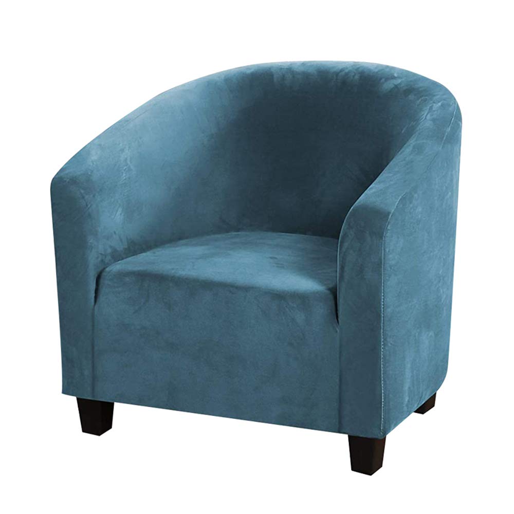 GULI Velvet Armchair Slipcover - Stretchable Plush Club & Wingback Chair Covers, Washable Furniture Protector for Living Room, Bedroom, Office (Blue) | Soft & Durable Sofa Cover for Home Decor