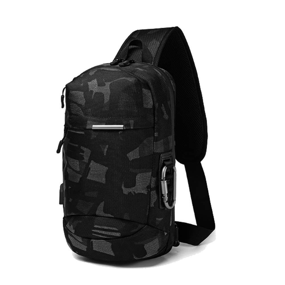 Crossbody Sling Bag with USB Charging Port - Lightweight Chest Shoulder Backpack for Hiking, Travel & Outdoor Adventures
