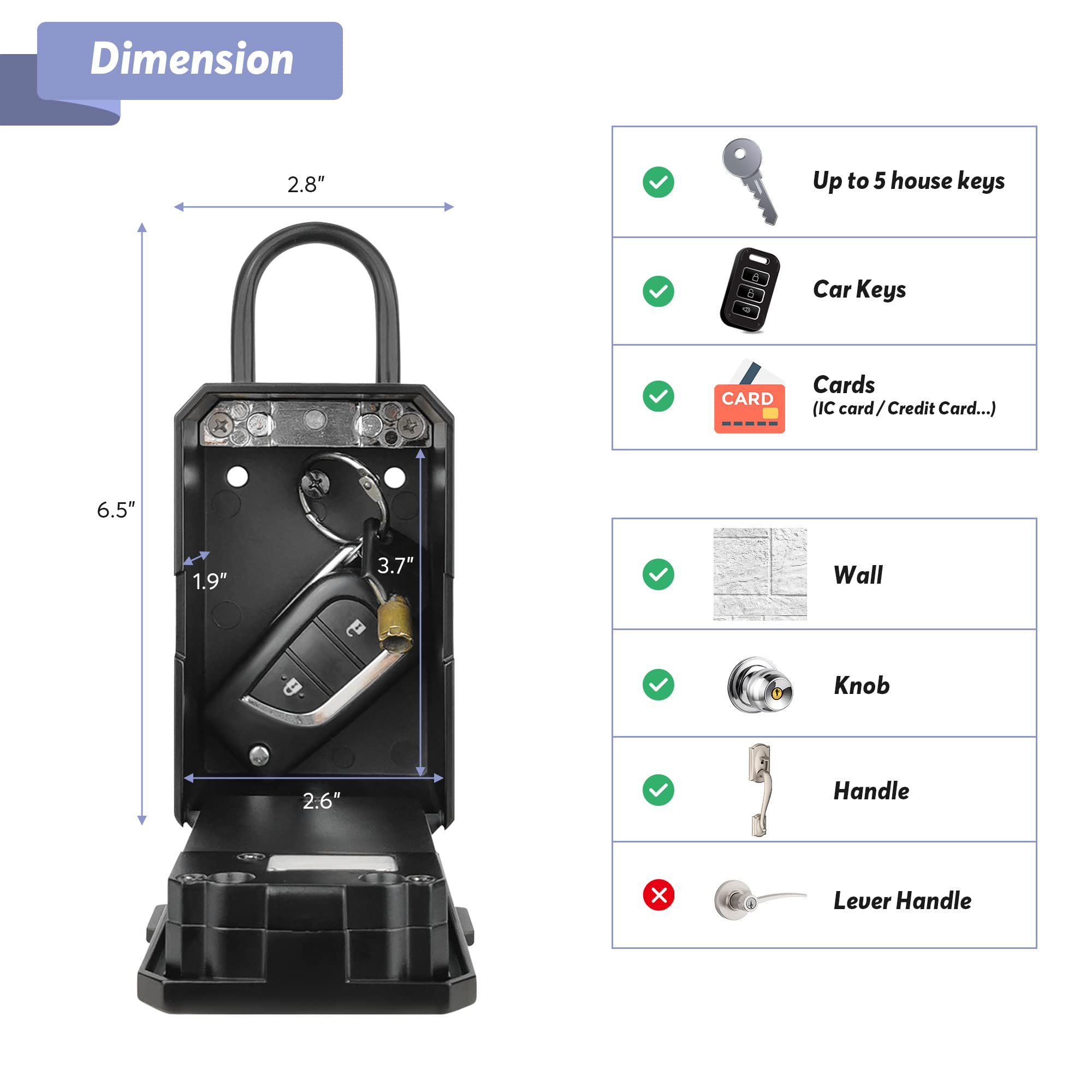 CATCHFACE Smart Bluetooth Key Lock Box - 5-in-1 Key Safe with TTLock APP & Ekey Sharing | Waterproof Wall Mount & Door Handle Lockbox for Home, Apartment, Realtor & Office Use | Secure Key Storage Solution for Vacation Rentals, Airbnb Hosts & Property Managers