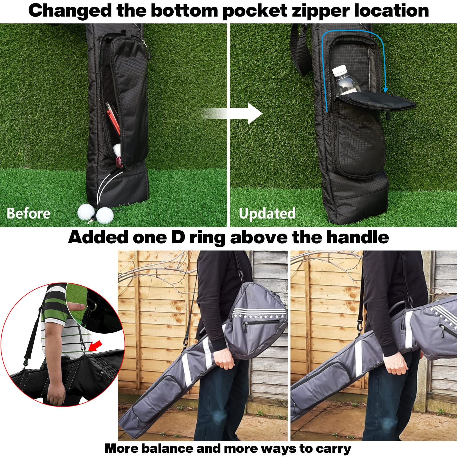 **Lightweight Foldable Golf Sunday Bag - Big Teeth Design for Par 3 & Driving Range Practice, Multi-Color Carry Shoulder Strap | Perfect for Casual Golfing, Travel & Club Storage**