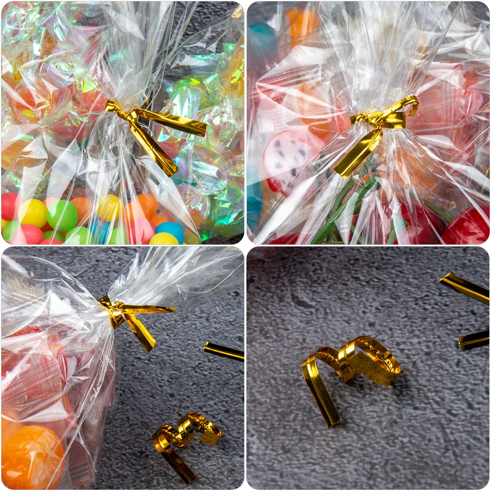 450Pcs 4x6 Clear Cellophane Treat Bags with Ties - Premium Plastic Goodie Bags for Candy, Cookies & Party Favors - Perfect for Christmas, Valentine's Day, Easter Gifts & Bakery Packaging (4