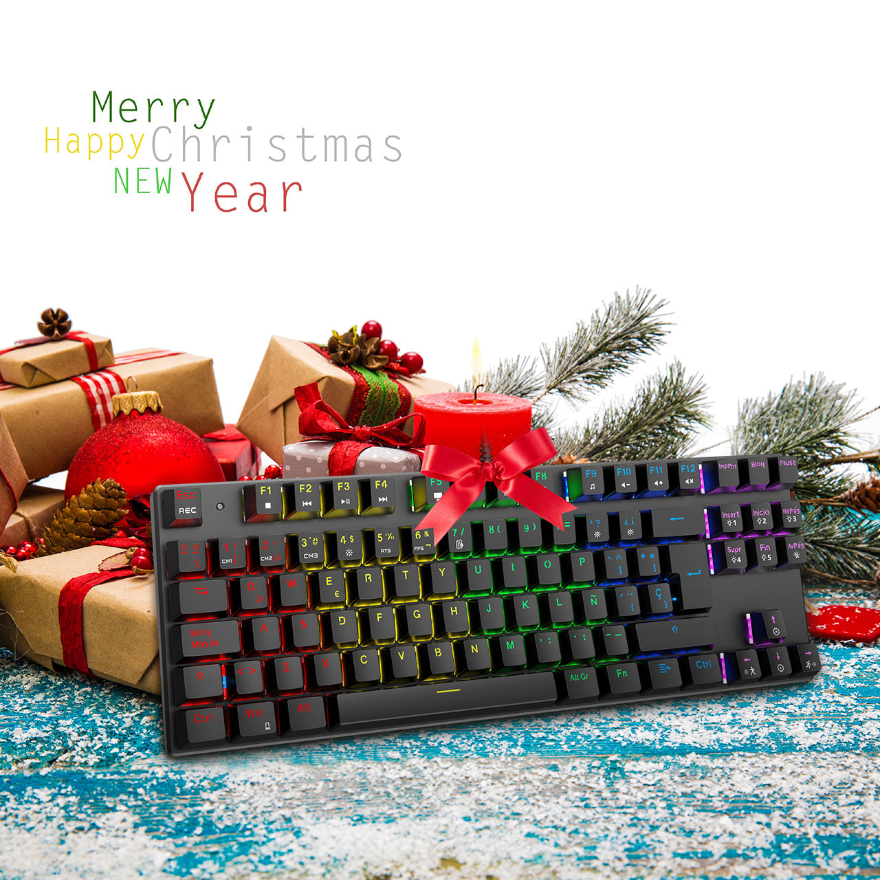PC244A Mechanical Gaming Keyboard with Blue Switches - Tactile Clicky Keys for Fast Typing & Gaming | Durable Black Design for PC & Office Use