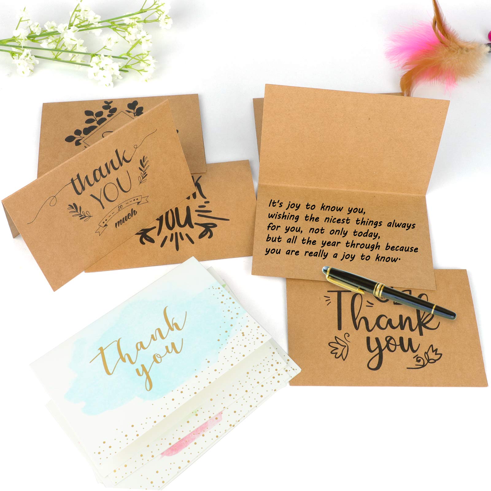 12 Pack Thank You Cards with Envelopes & Stickers - Multipack Greeting Cards for Christmas, Thanksgiving, Mother's Day, Father's Day - Perfect for Gifts, Appreciation Notes & Special Occasions