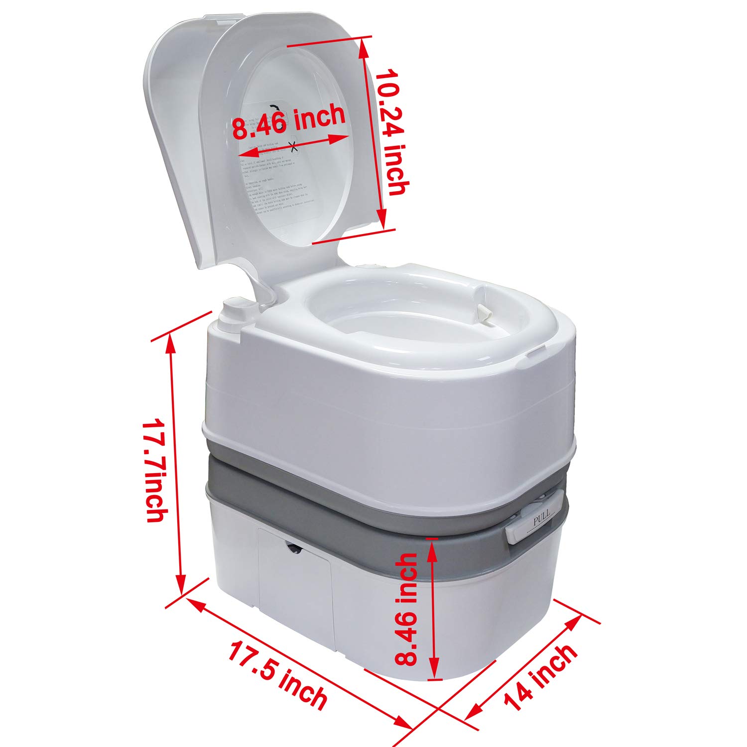 HTTMT 6.3 Gallon (24L) Portable Camping Toilet with Piston Pump Flush System - Lightweight & Odor-Free for RV, Boat, Travel & Outdoor Adventures [ET-TOILET002-24L] | Perfect for Camping Trips, Road Trips, Emergency Preparedness & Off-Grid Living