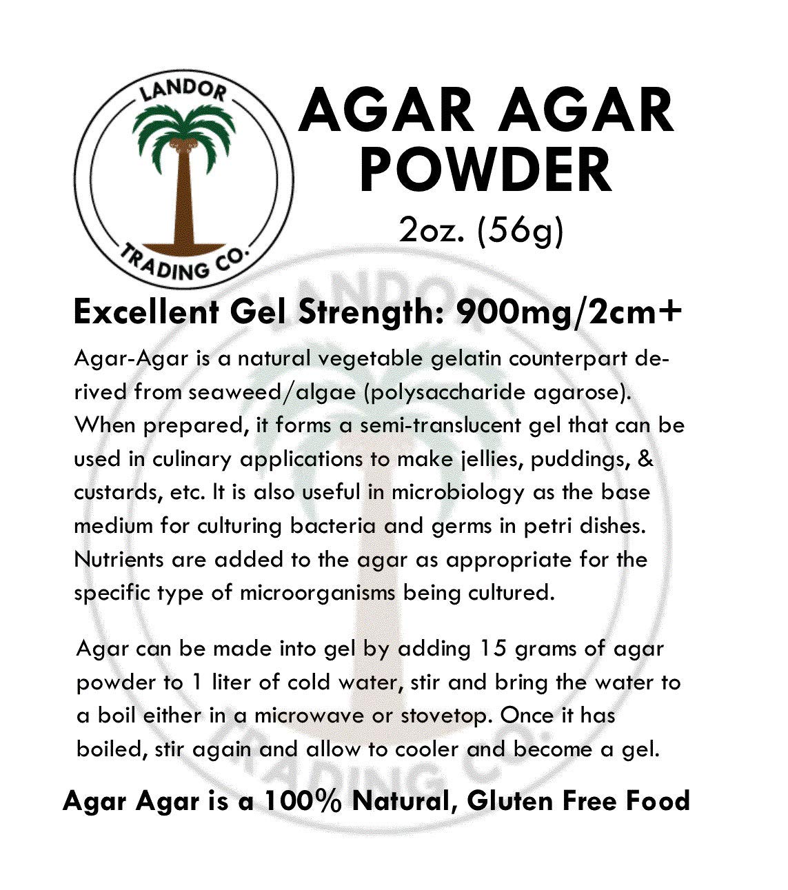 Premium Agar Agar Powder - 2oz (56g) High Gel Strength for Vegan Desserts, Jellies & Baking | Keto, Paleo & Gluten-Free Friendly | Perfect for Puddings, Custards & DIY Gummies