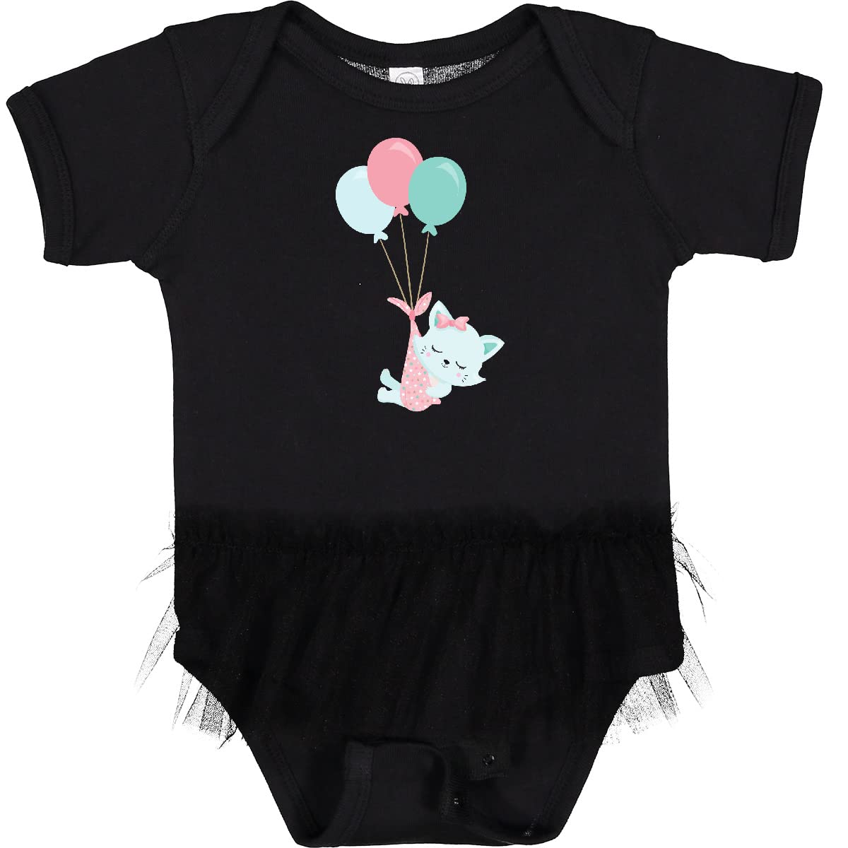 Inktastic Cute Cat Baby Bodysuit - Blue Kitty Balloon Design Infant Tutu Romper for Newborns & Toddlers - Perfect for Birthday Parties, Photo Shoots & Casual Wear